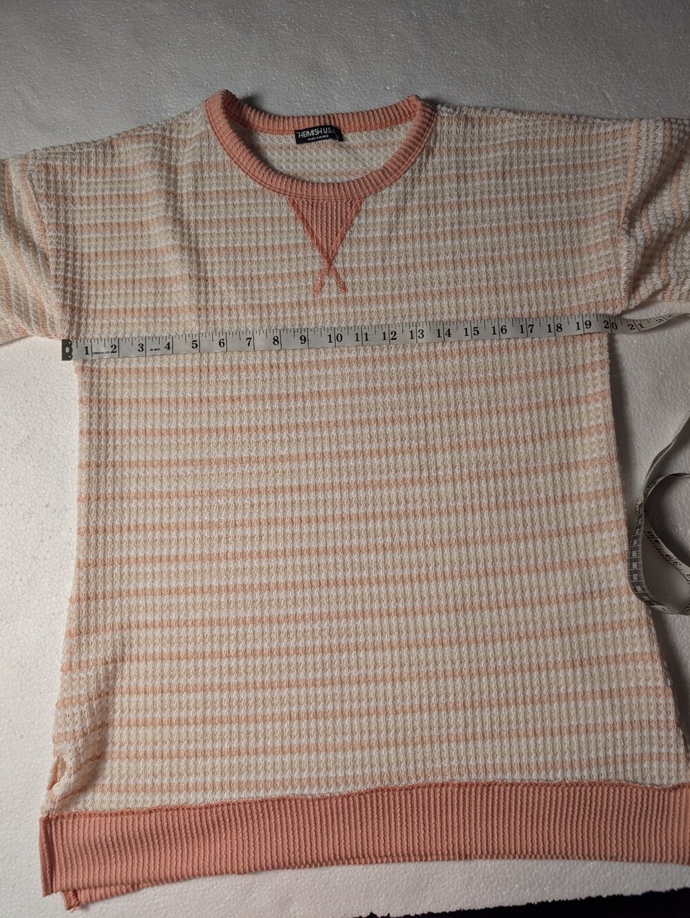 Heimish U.S.A. Women’s M Coral Ivory Striped Open Knit Oversized Top Nwot A-257 - Picture 13 of 16